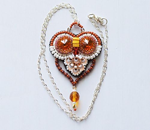Cute Owl Pendant Original Beadwork