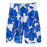 Boys' Cherokee Crackle Floral Swim Trunks - Blue
