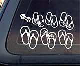 Flip Flops Family Car Decal / Sticker - White