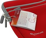 rooCASE Acer Aspire One AO751h-1153 11.6-Inch Netbook Neoprene Sleeve Case - Tri-Pocket Invisible Zipper - Red