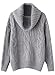 Women's Solid Turtle Neck Drop Sleeve Cable Chunky Knit Basic Knit Sweater