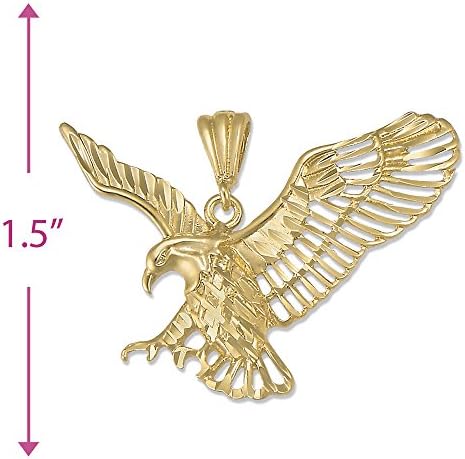 Mens Womens Eagle Hawl Pendant Charm 14k Yellow Gold Over Brass Plain Pendant 1.5 Inches