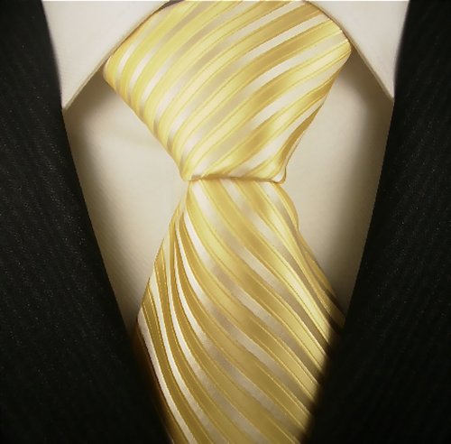 Neckties by Scott Allan, 100% Woven Yellow Silver Striped Tie