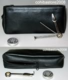 Black Tobacco Pouch w Pipe Holder Pocket, Tool and Moistener Pod