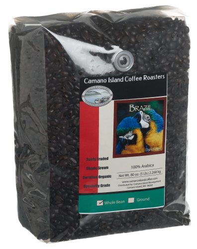 Camano Island Coffee Roasters Brazil, Dark Roast, Whole Bean, 5 Pound Bag