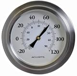 Chaney Instrument 8-Inch Brushed Nickel Porthole Thermometer
