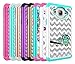 Galaxy On5 Case, Style4U Cute Owl Studded Rhinestone Crystal Bling Hybrid Armor Case Cover for Samsung Galaxy On5 G550 with 1 Style4U Stylus [White/Teal]