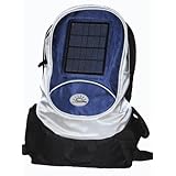 Blue Solar Backpack and Cell Phone Charger. 2.7 watt Solar Panel, 2200mAh Rechargable Battery included in the Solar Day Pack or Bag.