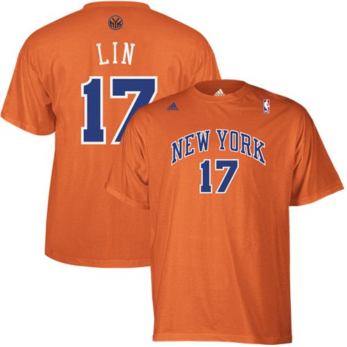 Jeremy Lin New York Knicks Orange Jersey Name and Number T-Shirt Small