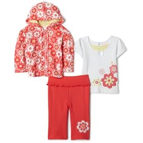 Nannette Baby Girls Jacket Set, 3 Piece, Pink/White