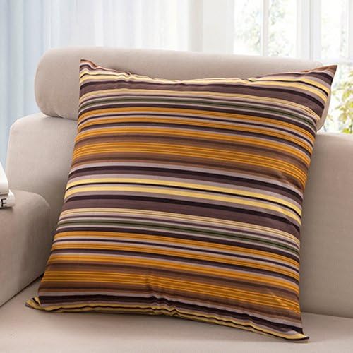 Suede Square Stripe Euro Throw Pillow Cover Case, Decorative Pillowcase - 20" x 20", Dark Brown