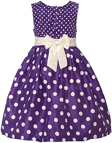 Mia Juliana Big Girls Purple Ivory Polka Ribbon Bow Christmas Dress 7