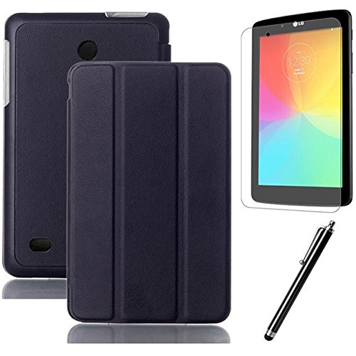 LG G pad 7.0 Case,Beebiz PU Leather and Hard PC Back Smart Cover Flip Folio Case for LG G Pad 7.0 V400 / V410 (LTE) 7-Inch Android Tablet Cases and Covers with Screen Protector and Touch pen (3-Fold,Black)