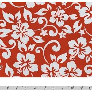 Paradise Pareaus Hawaiian Fabric in Red One Yard (0.9 m)