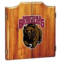 University of Montana Grizzlies Oak Dart Board Cabinet Set