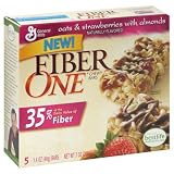 Fiber One Chewy Bars, Oats 'n Strawberry with Almonds, 5-Count Boxes (Pack of 12)