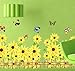 DZT Sunflowers & Butterflies in Fence Print PVC Removable Wallpaper Wall Decal Stickers