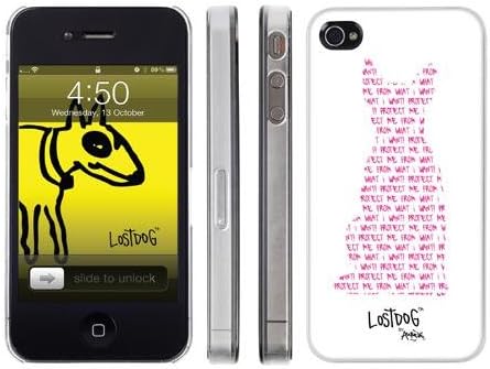 Bluetrek LostDog Slim Hard Case for iPhone 4 - Protect Me (White) [Retail Packaging]