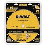 DEWALT DW7296PT Precision Trim 12-Inch 96 Tooth ATB Crosscutting Saw Blade with 1-Inch Arbor
