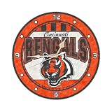 Cincinnati Bengals 12 Inch Art Glass Clock