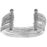 Sterling Silver Multi Textured and High Polish Wire Cuff Bracelet