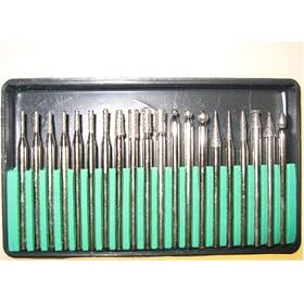 Pro-Quality 20-Piece Diamond-Point Bit Set for Rotary Tool - Glass, Stone, Ceramic