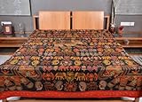 Indian Home Furnishing Multi Colored Thread Embroidered Cotton Bed Sheet Be ....