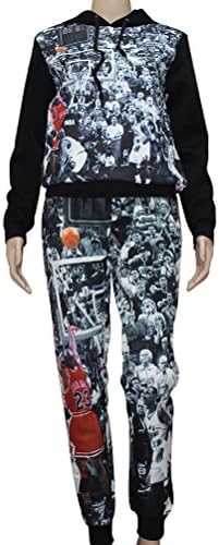 LIX 3d Emoji Men/women Jordan the Last Shot Basketball Print Top T-shirt Slacks Pants Outfit Easy Suit (M)