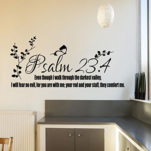 Psalm 23 : 4 Bible ART wall quote STICKER TRANSFER vinyl DECAL