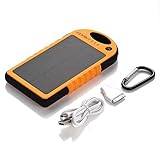 LEVIN 12000 mAh iPhone/Android ソーラーチャージャー スマホ/タブレットソーラー充電器 ソーラーモバイルバッテリー 衝撃吸収 防じん 防雪(オレンジ)