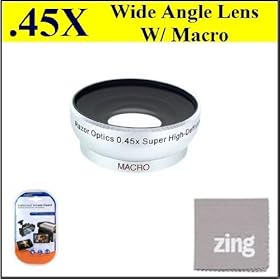 37mm 0.45x Wide Angle Lens with Macro for Sony HDR-CX520V 64GB Flash HD + MicroFiber Cleaning Cloth + LCD Screen Protectors