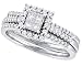 Stunning 2pc. 14k. White Gold Princess and Round Diamond Bridal Set 1/2 Ctw " Size 7 "