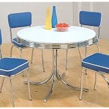 50's Retro Nostalgic Style Chrome Plated Round Dining Table by visiondecor Furniture