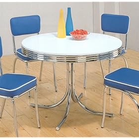 Home Furniture Interior of Retro Nostalgic Style Chrome Plated Round Dining Table