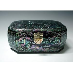 Luxury Lacquered Black Octagonal Wooden Asian Handcrafted