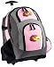 University of Kansas Rolling Backpack Deluxe Pink KU Jayhawks Logo - Backpacks Bags with Wheels or School Trolley Carry-On Bags - Unique Wheeled Gifts for Girls Ladies- CUTE!