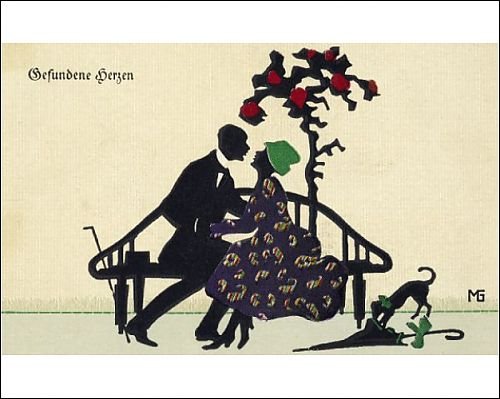 Photographic Prints of Silhouette of courting couple from Lebrecht Music a Arts Photo Library