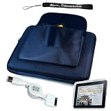 Premium Slim Hard Nylon Cube Case with Pocket for Apple iPad 16GB, 32GB, 64GB Wi-Fi and WiFi + 3G + Includes a 4-inch eBigValue + Retractable Hotsync Usb Data Cable for Apple Ipad