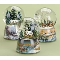 Pack of 3 Musical Scenic Christmas Snow Globe Glitterdomes