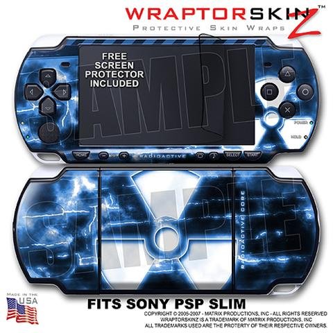 Radioactive Blue WraptorSkinz Skin and Screen Protector Kit fits Sony PSP Slim (PSP 2000)