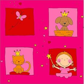 poster / affiche magical girl with royal pets est disperible en (L x H): 70 x 70 cm de D. de Grood