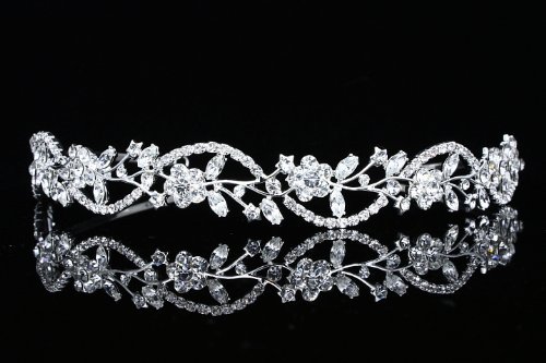 Bridal Flower Rhinestones Crystal Wedding Headband Tiara