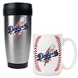 Los Angeles Dodgers Stainless Steel Travel Tumbler & Gameball Ceramic Mug Set - Primary Logo MLB Baseball