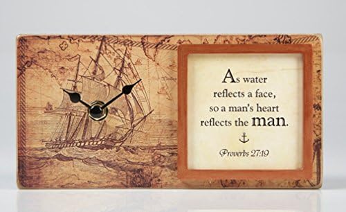 Blocks of Time Framed Tabletop Clock with Christian Verse, Proverbs 27:19, 8 Inch
