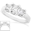 3/4ctw Three Stone Princess Cut Diamond Engagement Ring in 14k White Gold (HI/I1-I2)