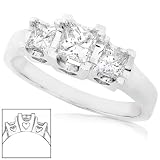 3/4ctw Three Stone Princess Cut Diamond Engagement Ring in 14k White Gold (HI/I1-I2)