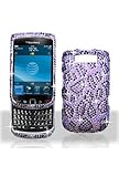 BlackBerry Torch 9800 Full Diamond Graphic Case - Purple/Black Leopard