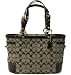 AUTHENTIC COACH GALLERY SIGNATURE w/PATENT LEATHER TOTE 11658 (Khaki/Chocolate)
