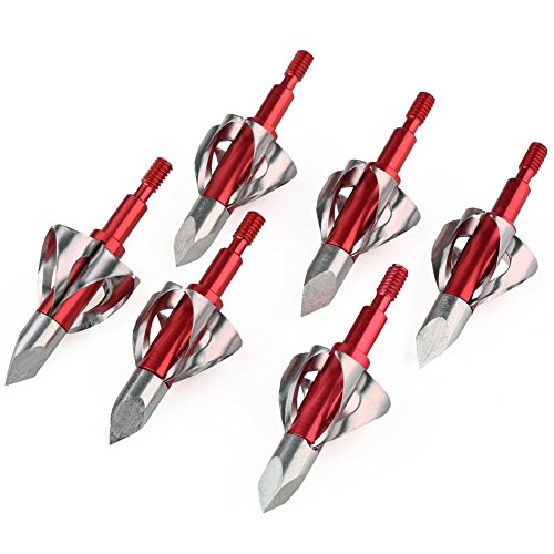 VERY100-Broadheads-O-Blade-100-Grain-Hunting-Points-Arrow-Heads-Red6pcs