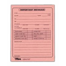 Tops Important Message One-Sided Note Pads, 4.25 x 5.5 Inches, 50 Sheets per Pad-12 Pads per Pack (3002-P)